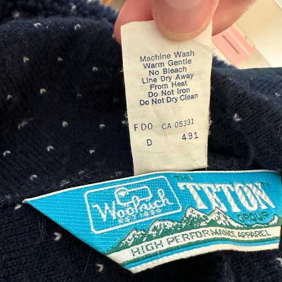 Vintage 60s/70s Woolrich Fleece Button Up Jacket Navy and White - Picture 8 of 8